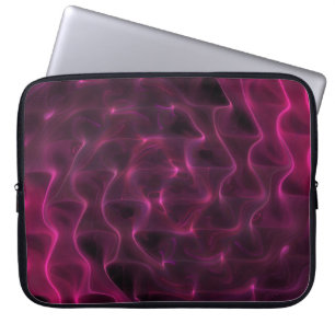 Colourful Abstract Waves Black Background Laptop Sleeve