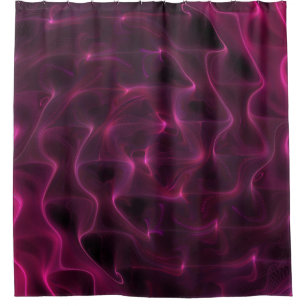 Colourful Abstract Waves Black Background Shower Curtain