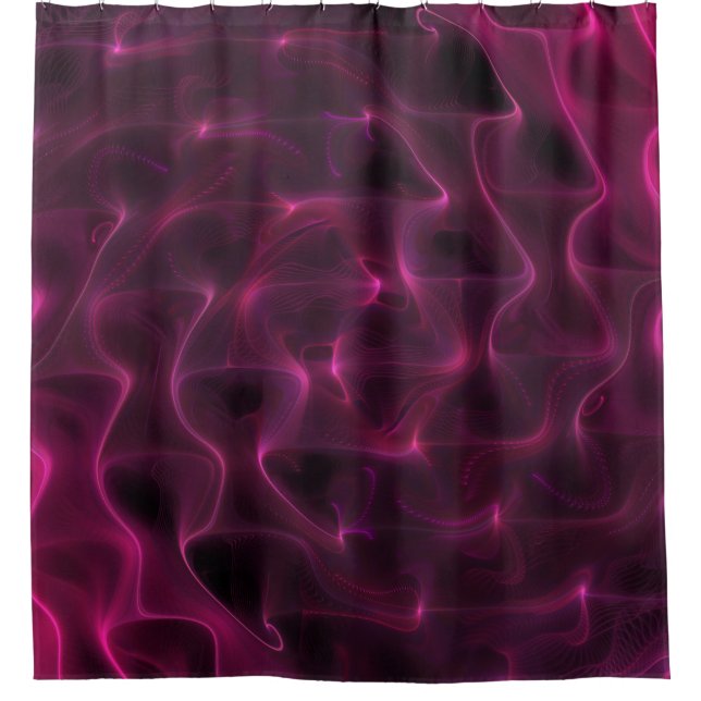 Colourful Abstract Waves Black Background Shower Curtain (Front)