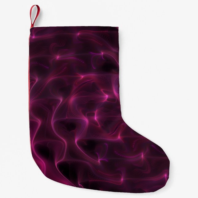 Colourful Abstract Waves Black Background Small Christmas Stocking (Front)