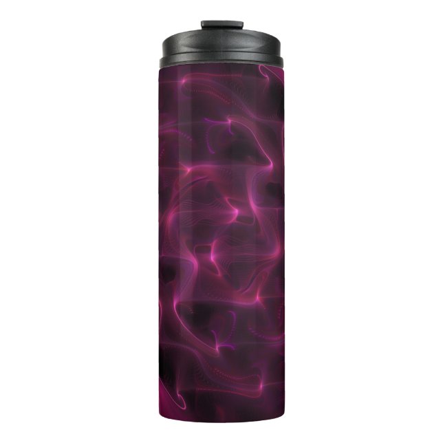 Colourful Abstract Waves Black Background Thermal Tumbler (Front)