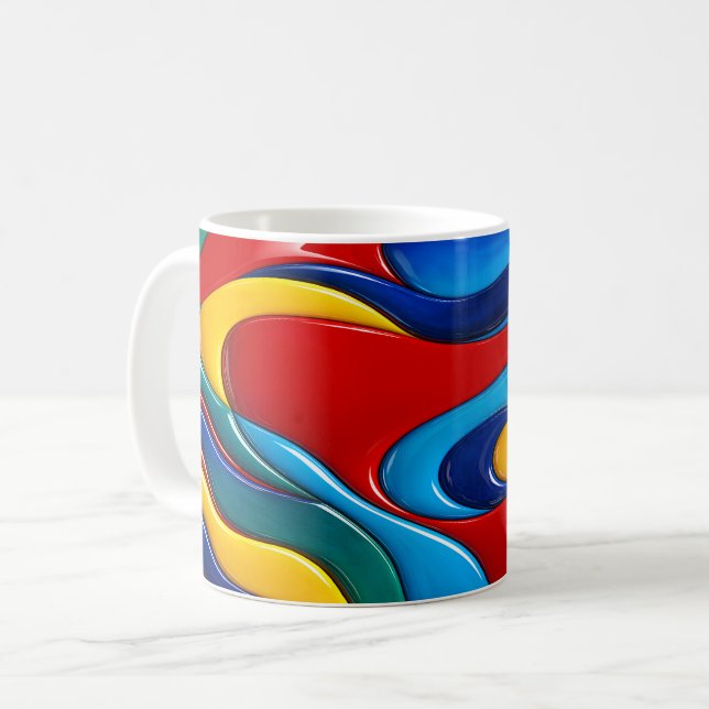Colourful Abstract Waves Coffee Mug (Front Left)