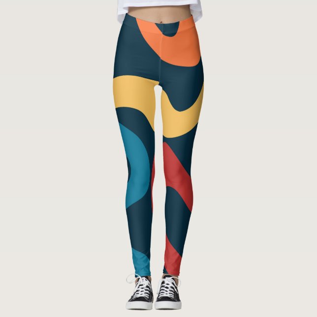 Colourful abstract waves leggings (Front)