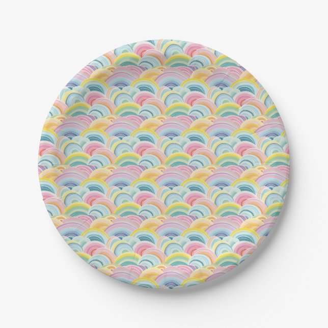 Colourful Abstract Waves Paper Plate (Front)