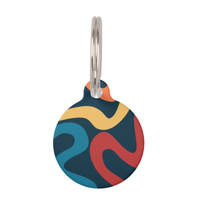 Colourful abstract waves pet tag (Front)