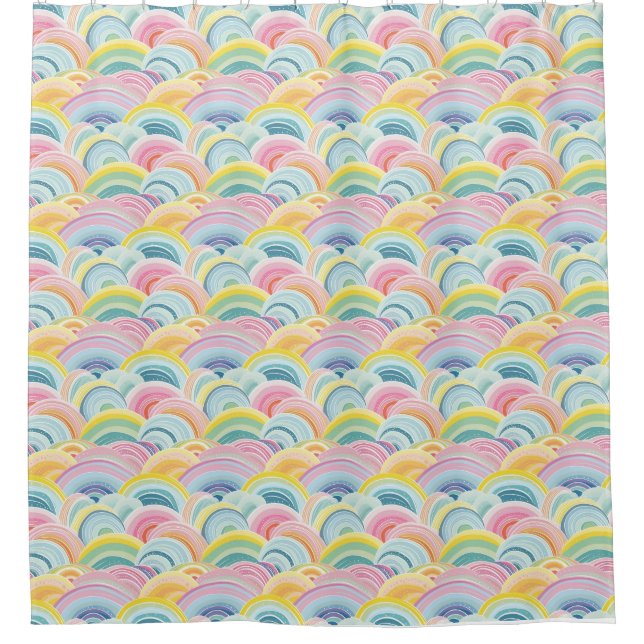Colourful Abstract Waves Shower Curtain (Front)