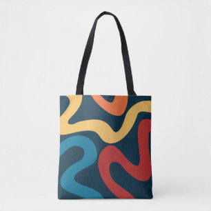 Colourful abstract waves tote bag