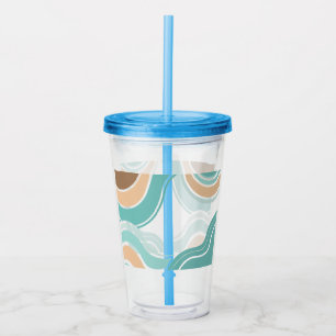 Colourful abstract wavy blue orange brown acrylic tumbler