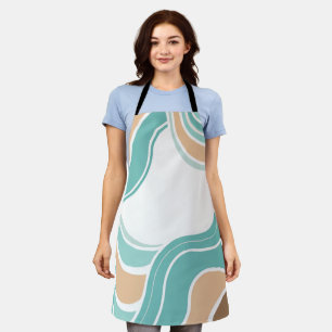 Colourful abstract wavy blue orange brown apron