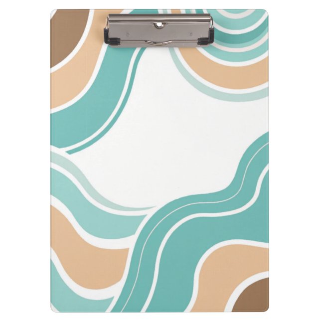 Colourful abstract wavy blue orange brown clipboard (Front)