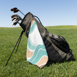 Colourful abstract wavy blue orange brown golf towel
