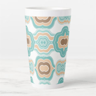 Colourful abstract wavy blue orange brown latte mug