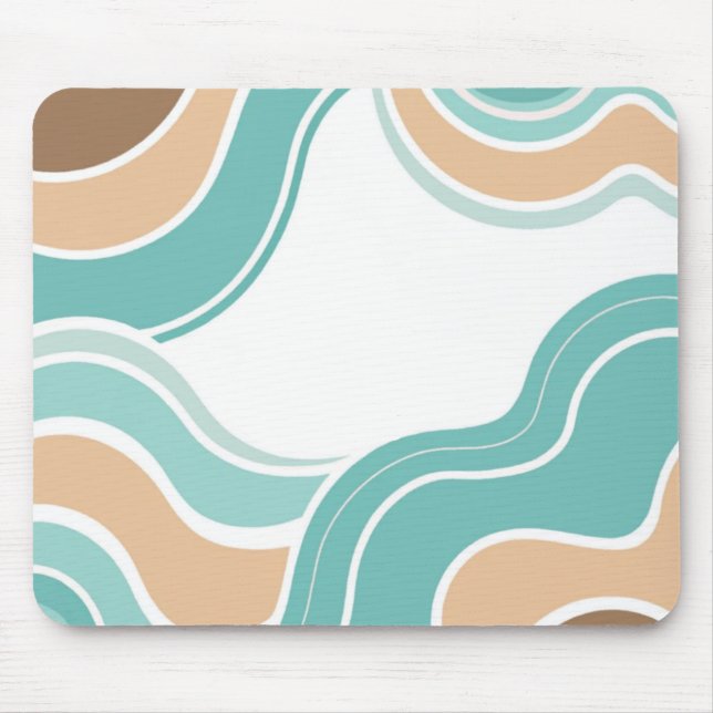 Colourful abstract wavy blue orange brown mouse pad (Front)