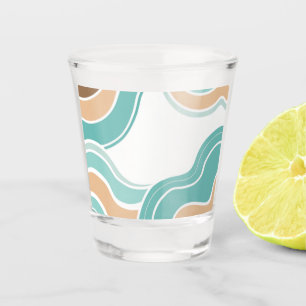 Colourful abstract wavy blue orange brown shot glass