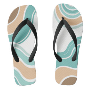 Colourful abstract wavy blue orange brown thongs