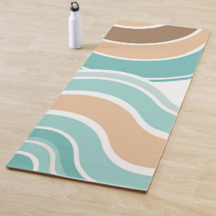 Colourful abstract wavy blue orange brown yoga mat
