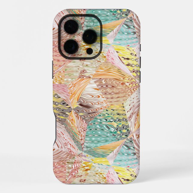 Colourful Abstract Wavy Geometric Pattern iPhone Case (Back)