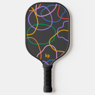 Colourful Abstract Wavy Lines Pattern Pickleball Paddle