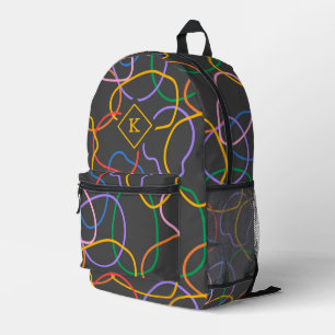 Colourful Abstract Wavy Lines Pattern Printed Backpack