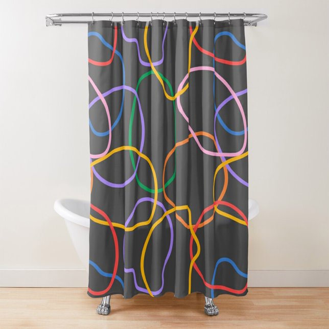 Colourful Abstract Wavy Lines Pattern Shower Curtain (Creator Uploaded)