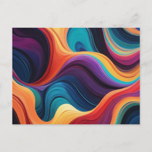 Colourful Abstract Wavy Lines with Glow Postcard