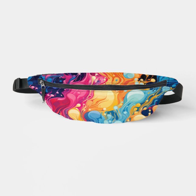 Colourful Abstract Wavy Pattern Bum Bags (Front)