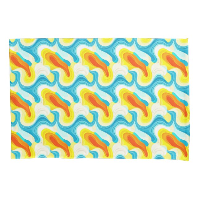 Colourful Abstract Wavy Pattern Pillowcase (Front)