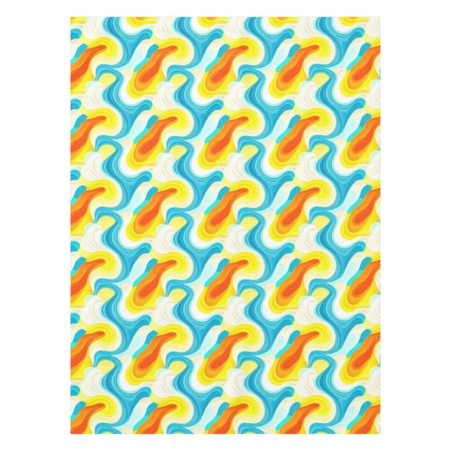 Colourful Abstract Wavy Pattern Tablecloth (Front)