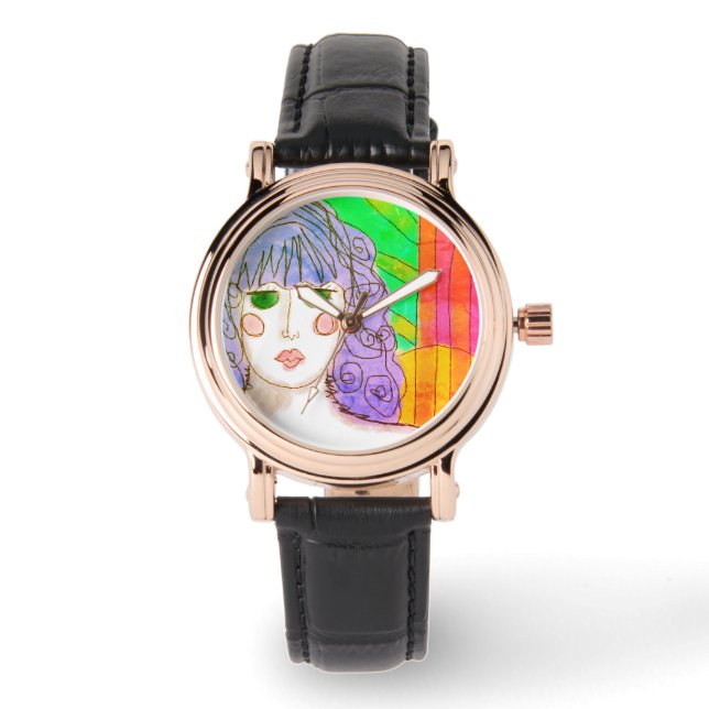 Colourful Abstract Wearable Art Watch (Front)