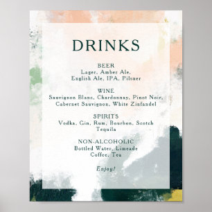 Colourful Abstract Wedding Drinks Menu Sign