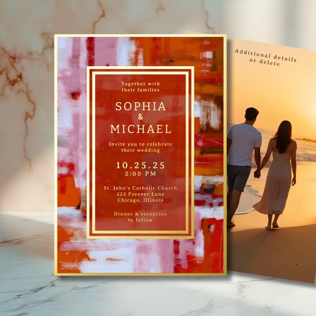 Colourful Abstract Wedding Invite Photo Template  (Creator Uploaded)