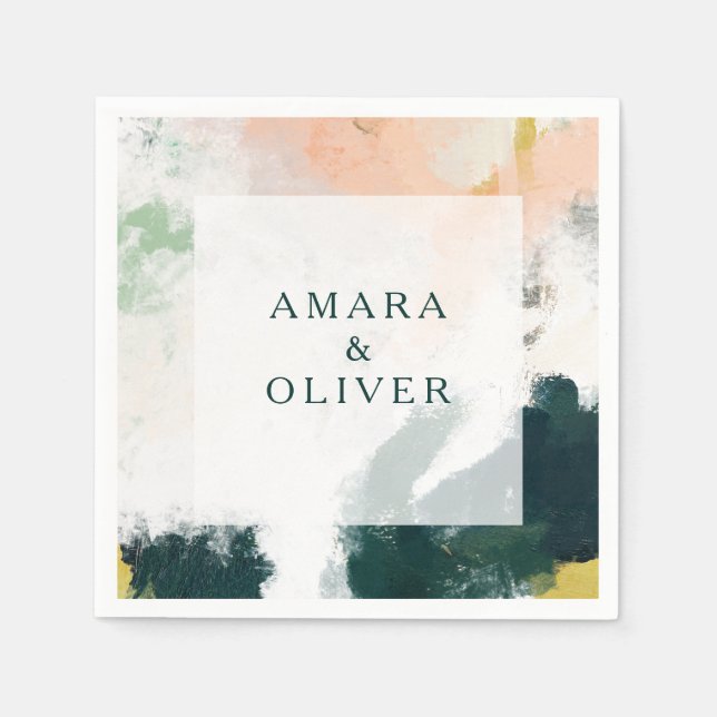 Colourful Abstract Wedding Napkins (Front)