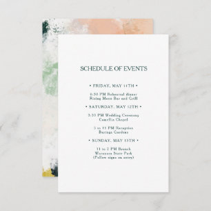 Colourful Abstract Wedding Schedule of Events Card