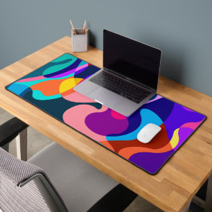 Colourful abstract wild swirly organic shapes desk mat