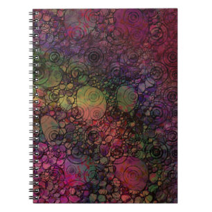 Colourful Abstract with Black & Grungy Circles Notebook