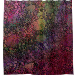 Colourful Abstract with Black & Grungy Circles Shower Curtain