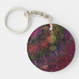 Colourful abstract with grungy circles key ring