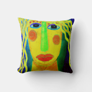 Colourful Abstract Woman Painting Cushion