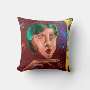 Colourful Abstract Woman Portrait  Cushion