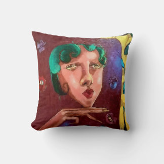 Colourful Abstract Woman Portrait  Cushion
