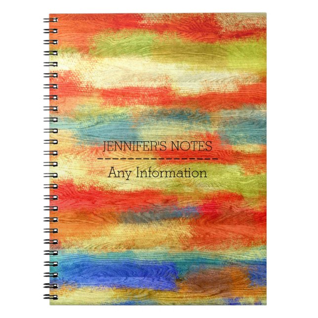 Colourful Abstract Wood Grain Texture Notebook (Front)