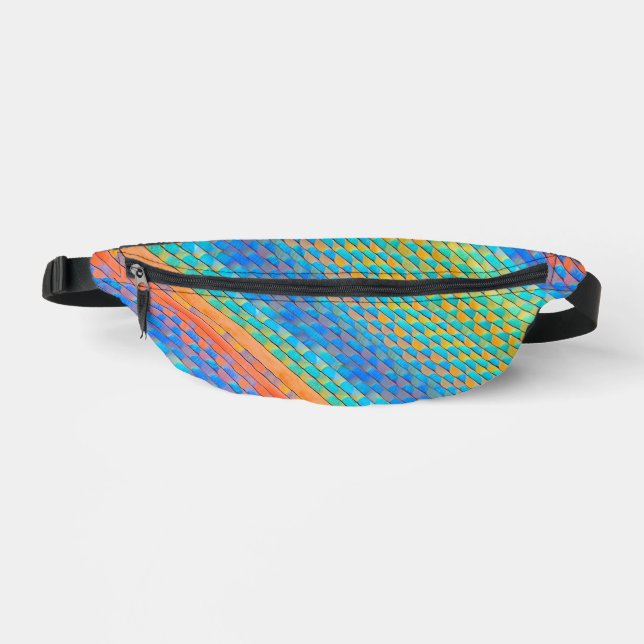 Colourful Abstract Woven Digital Pattern Bum Bags (Front)