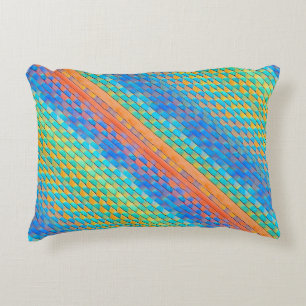 Colourful Abstract Woven Digital Pattern Decorative Cushion