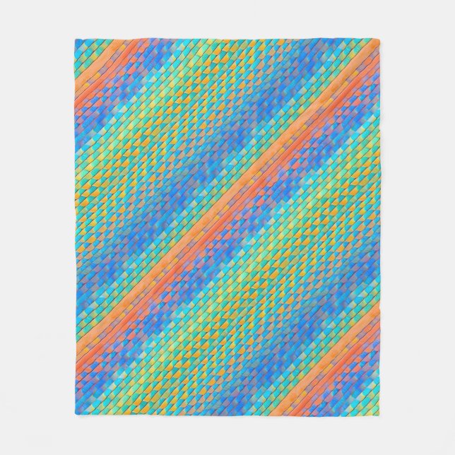 Colourful Abstract Woven Digital Pattern Fleece Blanket (Front)