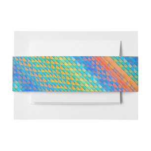 Colourful Abstract Woven Digital Pattern Invitation Belly Band