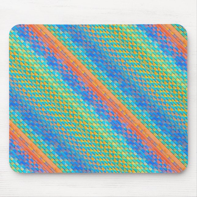 Colourful Abstract Woven Digital Pattern Mouse Pad (Front)