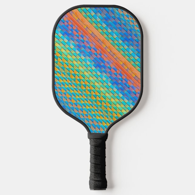 Colourful Abstract Woven Digital Pattern Pickleball Paddle (Front)