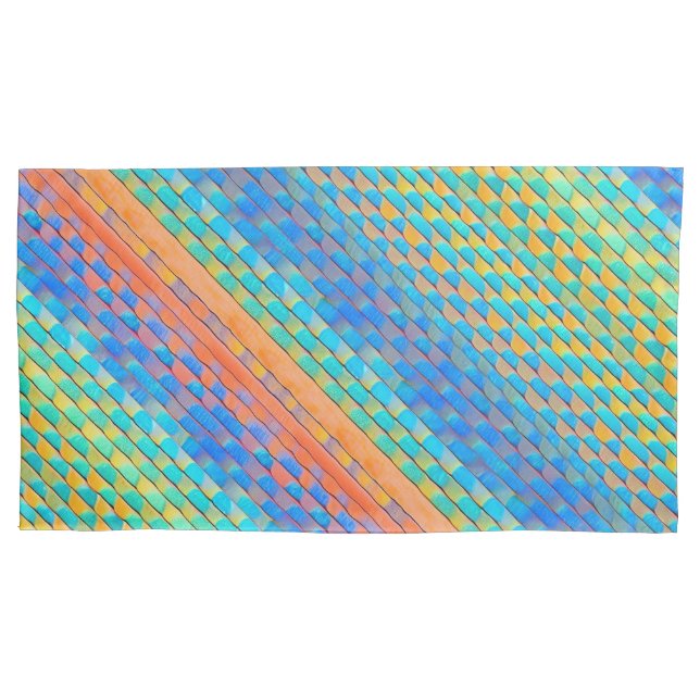 Colourful Abstract Woven Digital Pattern Pillowcase (Front)