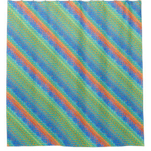 Colourful Abstract Woven Digital Pattern Shower Curtain