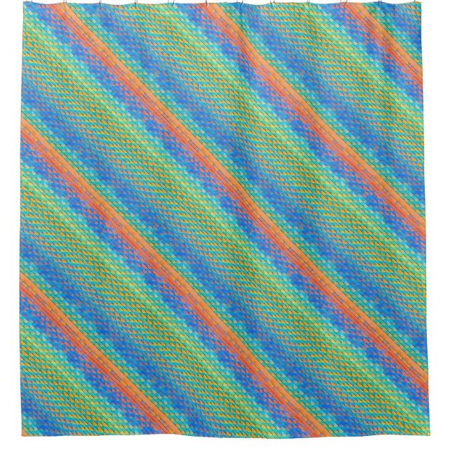 Colourful Abstract Woven Digital Pattern Shower Curtain (Front)
